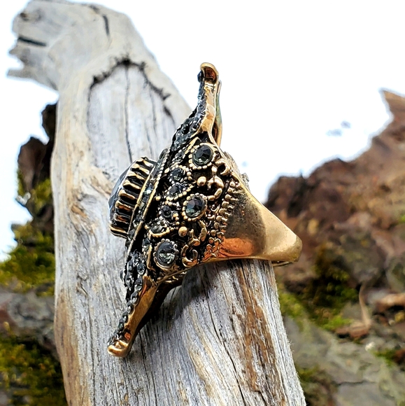 18k gold boho swarovski crystal turkish ring - Picture 3 of 6